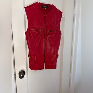 Isabel - vintage red leather vest
